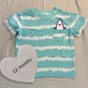 Little Me - short Sleeve Turquoise Shark Pocket Tee